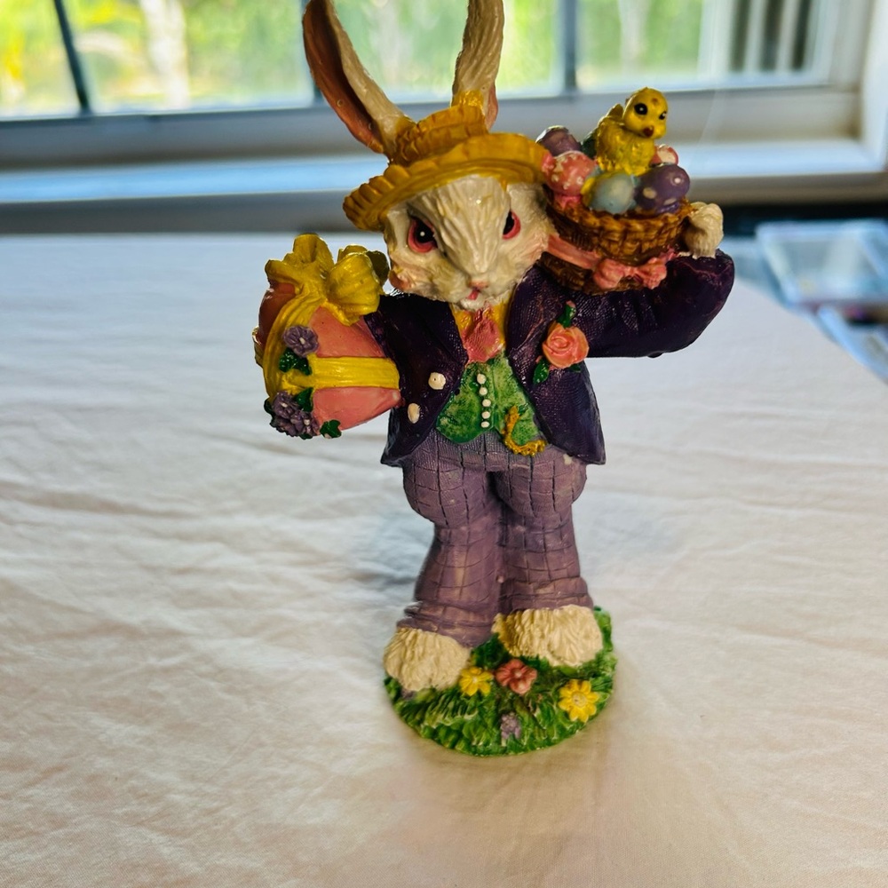 Easter Bunny Figurine with Basket